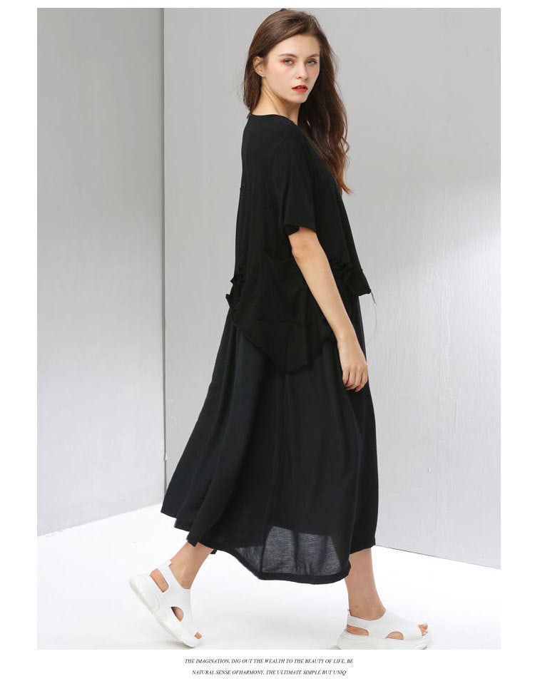 Summer Women Plus Sizes Black Long Cozy Dresses-Dresses-Black-One Size-Free Shipping at meselling99