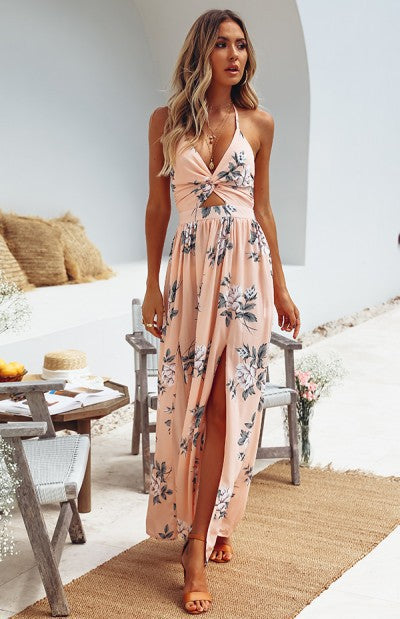 Sexy Halter Chiffon Long Beach Dresses-Maxi Dresses-Free Shipping at meselling99