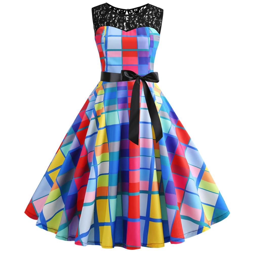 Summer Vintage Dot Print Sleeveless Dresses-5-S-Free Shipping at meselling99