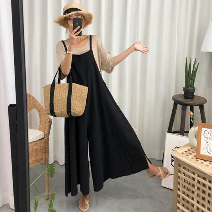 Casual Linen Women Jumpsuits-Suits-Black-S-Free Shipping at meselling99