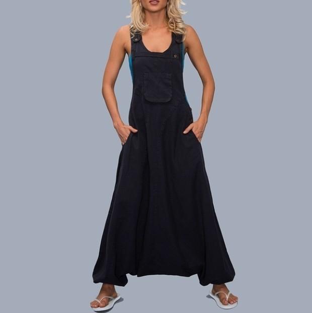 Women Casaul Linen Jumpsuits-Black-S-Free Shipping at meselling99