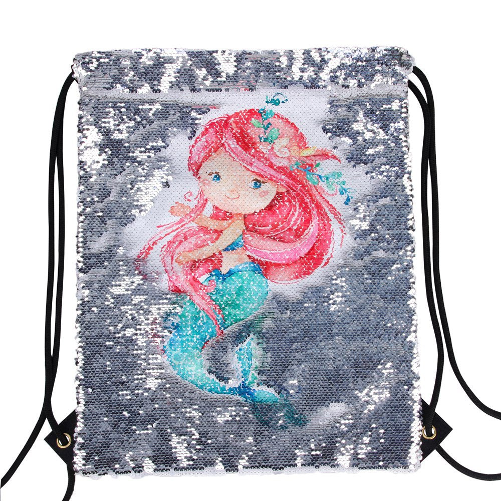 Mermaid Design Sequin Casual Rucksack Backpack-Silver-45*35cm-Free Shipping at meselling99
