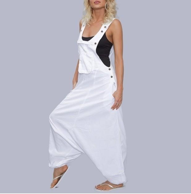 Women Casaul Linen Jumpsuits-White-S-Free Shipping at meselling99