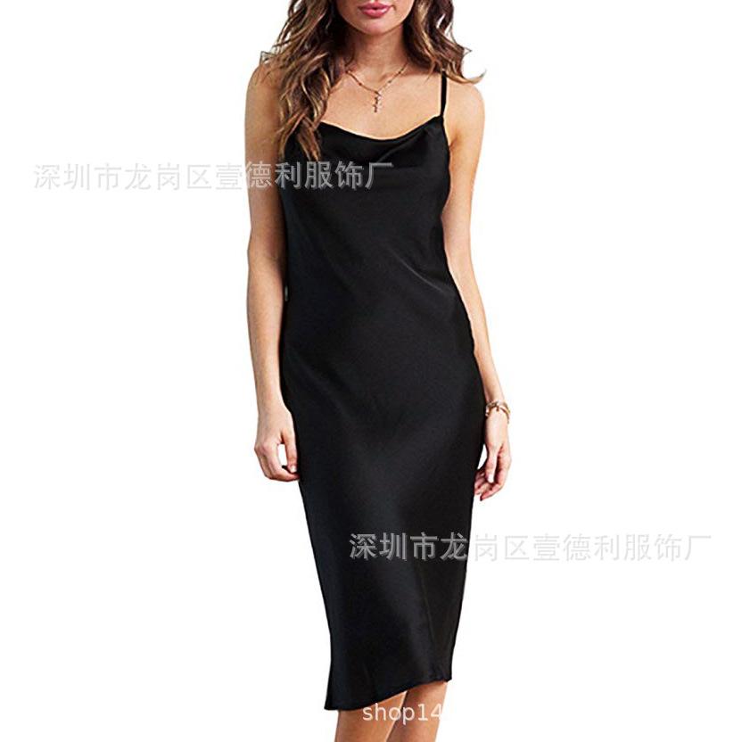 Sexy Slim Waist Party Suspender Strap Long Dresses-Dresses-Black-S-Free Shipping at meselling99