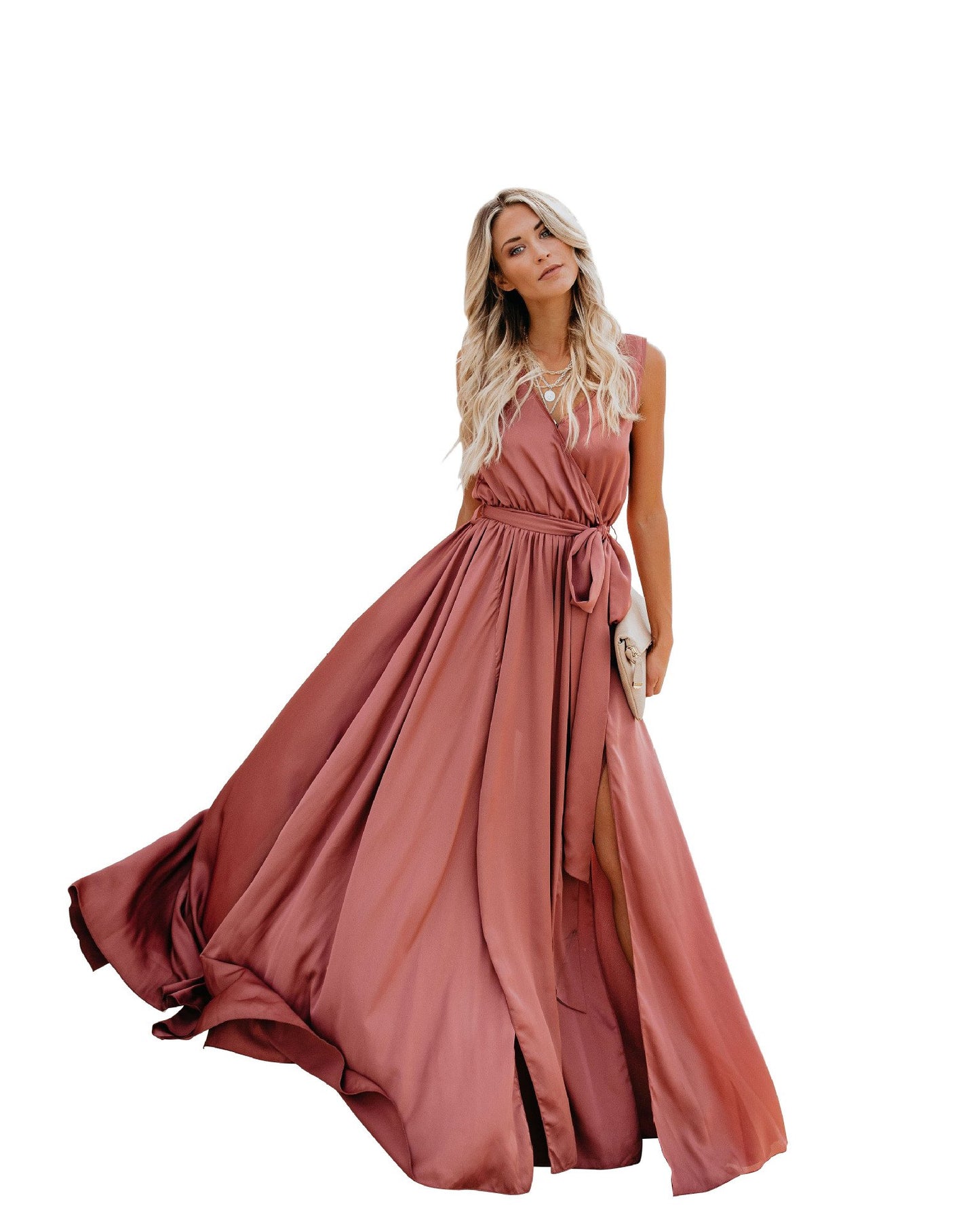 Summer Bohemian Sleeveless Long Dress-Maxi Dresses-Pink-S-Free Shipping at meselling99