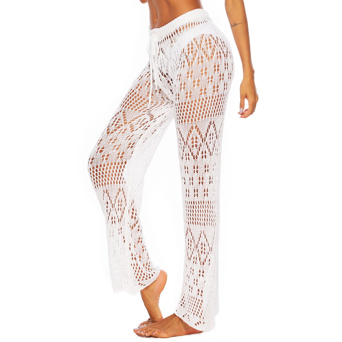 Sexy Women See Through Summer Beach Pants-White-One Size-Free Shipping at meselling99