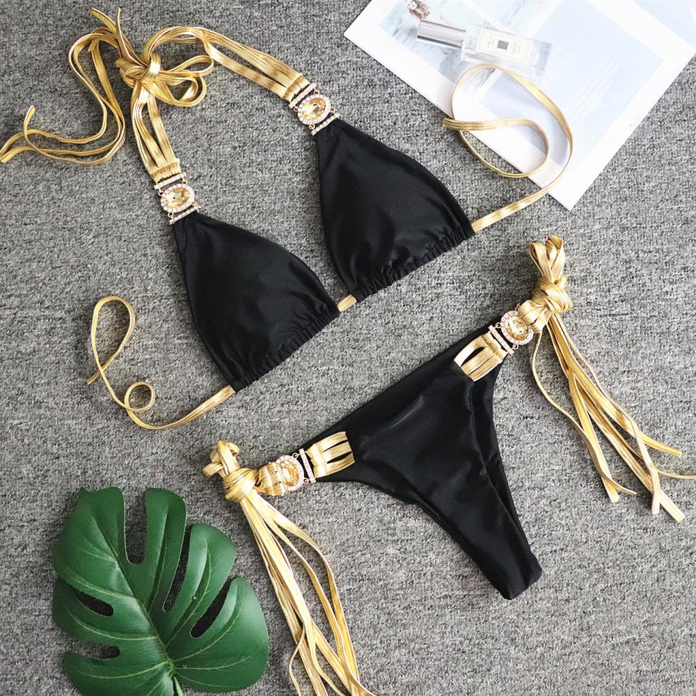 Women Sexy Backless Rhinestone Bikni Swimsuits-Swimwear-Black-S-Free Shipping at meselling99
