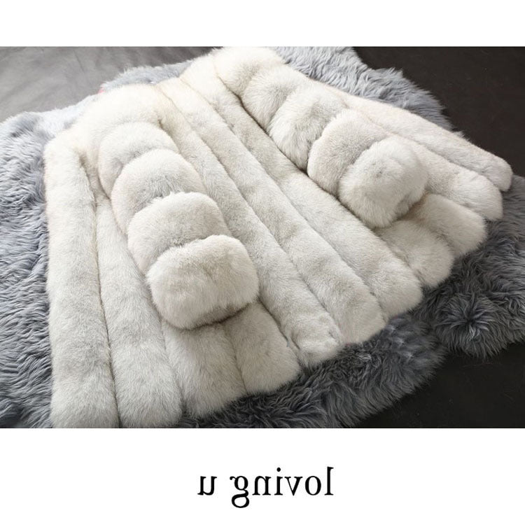 Artificial Fox Fur Women Winter Overcoat-Outerwear-Free Shipping at meselling99