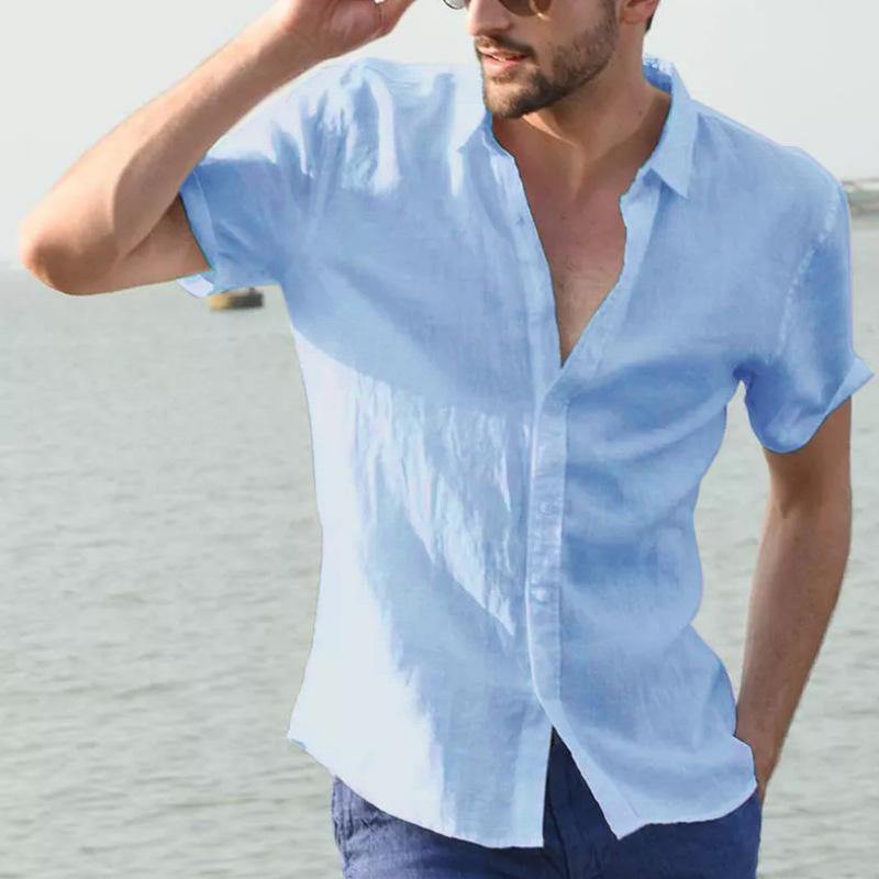 Men Plus Sizes Summer Short Sleeves T-shirts-Men Tops-Blue-S-Free Shipping at meselling99
