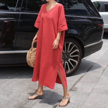 Simple Design Linen Women Cozy Dresses-Dresses-Free Shipping at meselling99