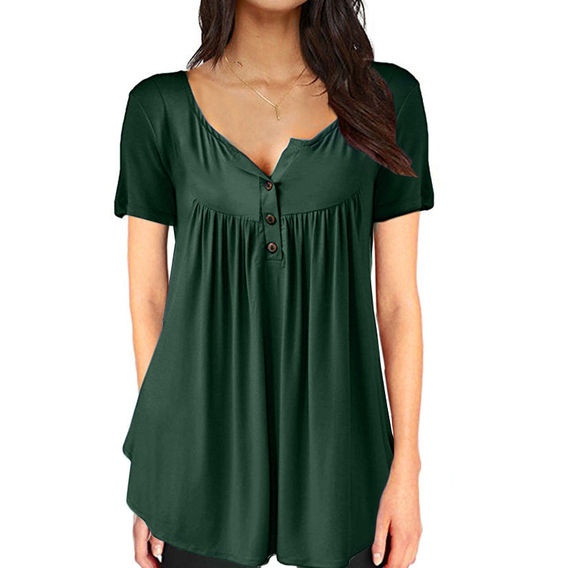 Casual Summer Short Sleeves Women T Shirts-Shirts & Tops-Green-S-Free Shipping at meselling99