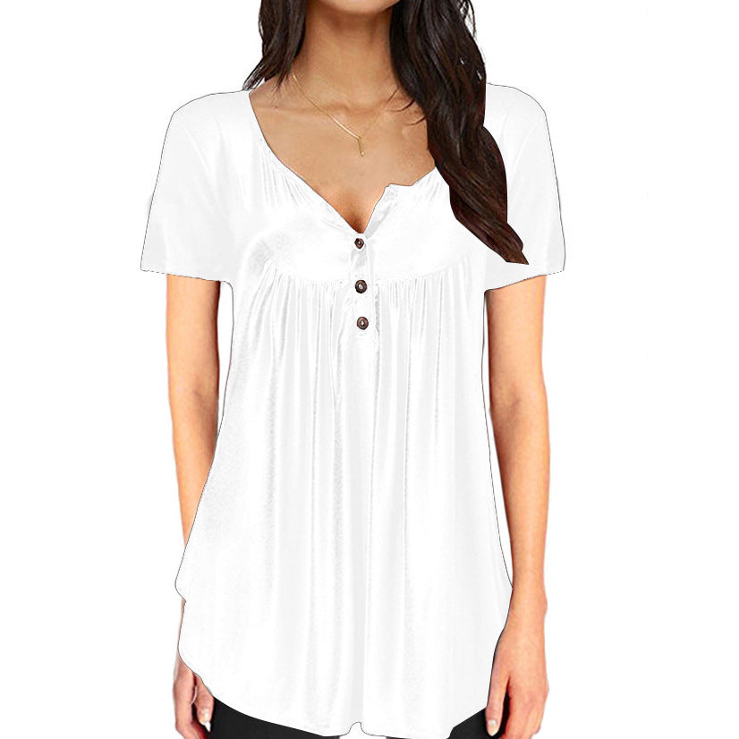 Casual Summer Short Sleeves Women T Shirts-Shirts & Tops-White-S-Free Shipping at meselling99