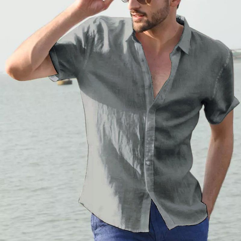 Men Plus Sizes Summer Short Sleeves T-shirts-Men Tops-Gray-S-Free Shipping at meselling99