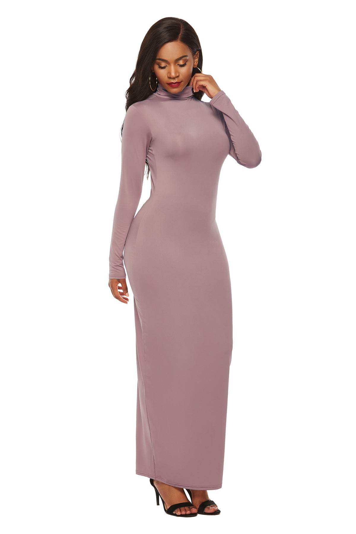 Elegant Elastic Long Sleeves Dresses-Dresses-Apricot-S-Free Shipping at meselling99