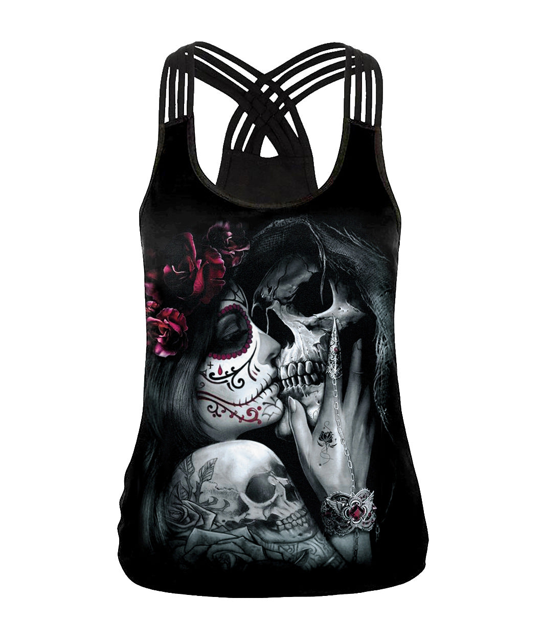 Halloween 3d Horrible Human Skeleton Tank Tops for Women-Shirts & Tops-B104-054-S-Free Shipping at meselling99