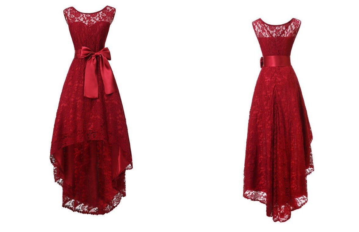 Sexy Sleeveless Plus Size Lace Dresses-Sexy Dresses-Wine Red-S-Free Shipping at meselling99