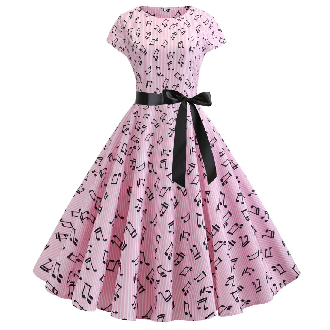 Vintage Music Note Dresses for Women-Dresses-Pink-S-Free Shipping at meselling99