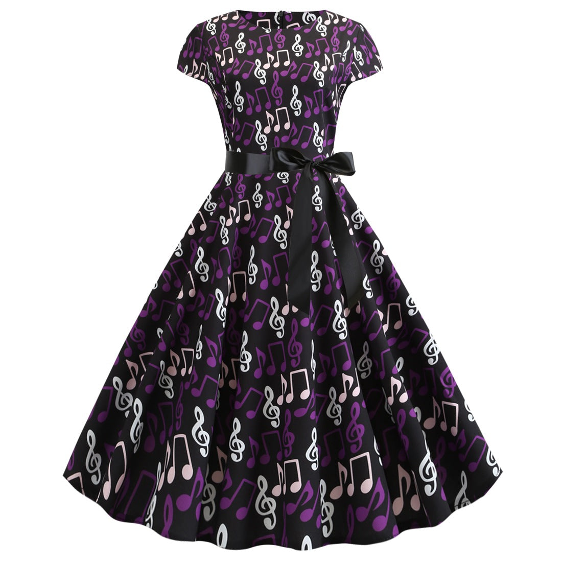 Vintage Music Note Dresses for Women-Dresses-Purple-S-Free Shipping at meselling99