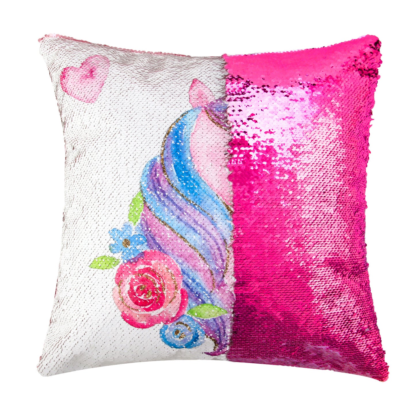 Unicorn Sequin Rotatable Pillow Case-Rose Red-40*40cm-Free Shipping at meselling99