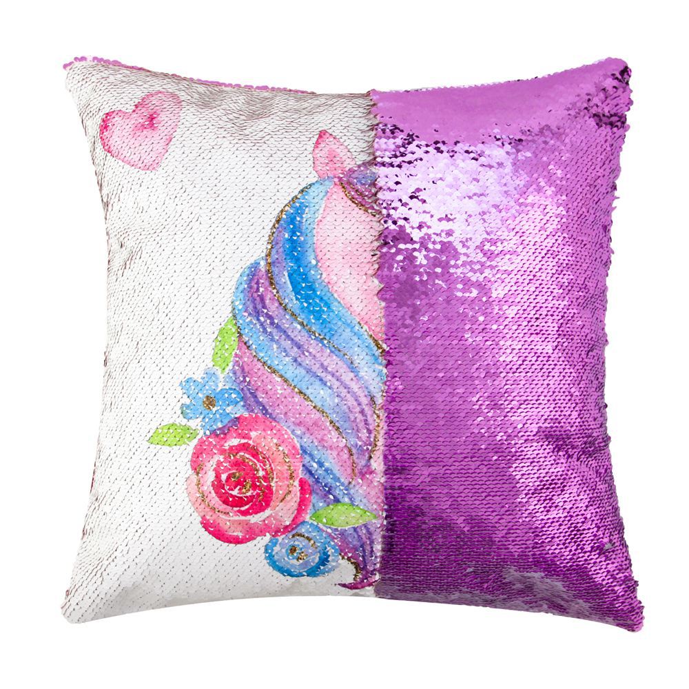Unicorn Sequin Rotatable Pillow Case-Purple-40*40cm-Free Shipping at meselling99
