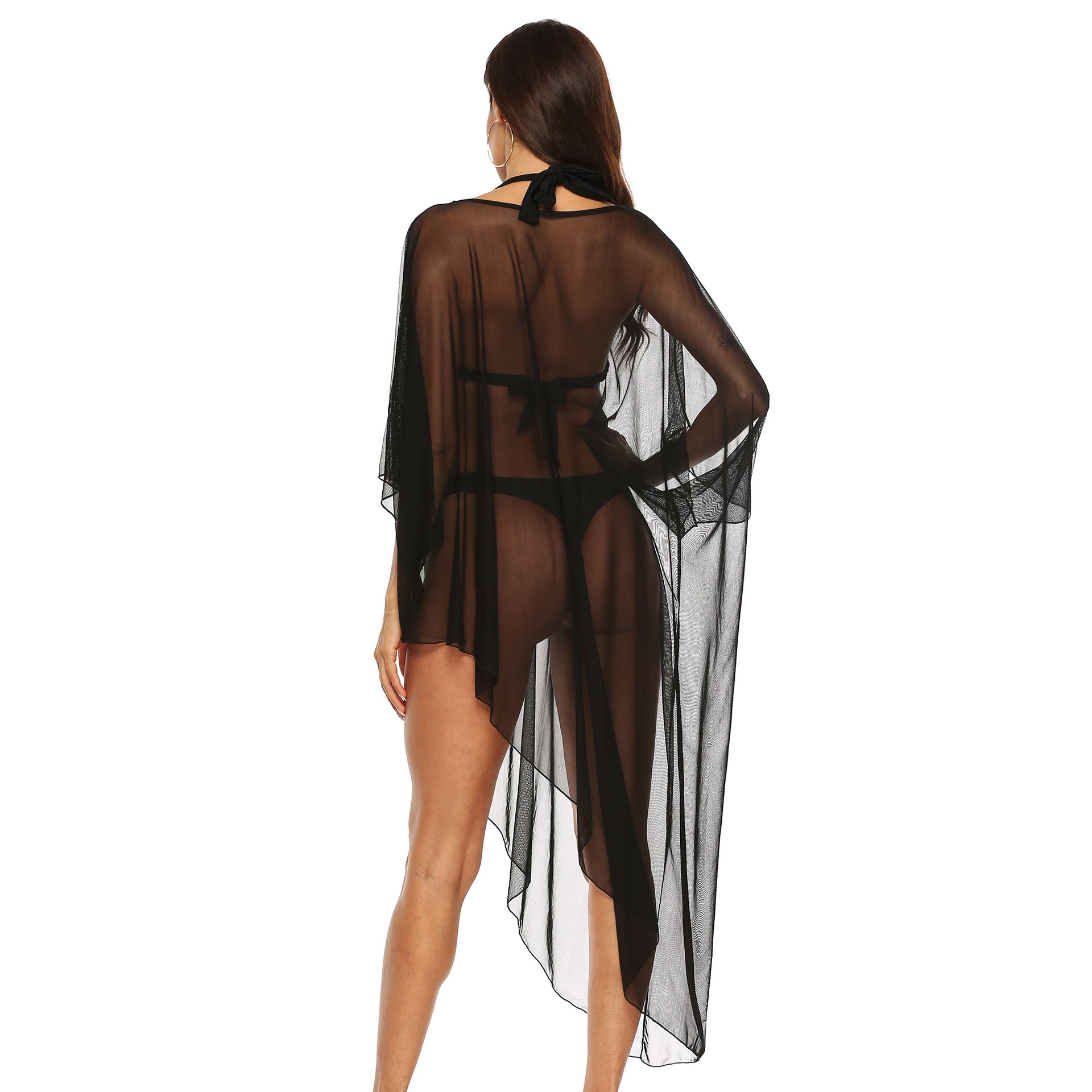 Irregular Tulle See Through Summer Beach Cover Ups-Swimwear-Black-One Size-Free Shipping at meselling99