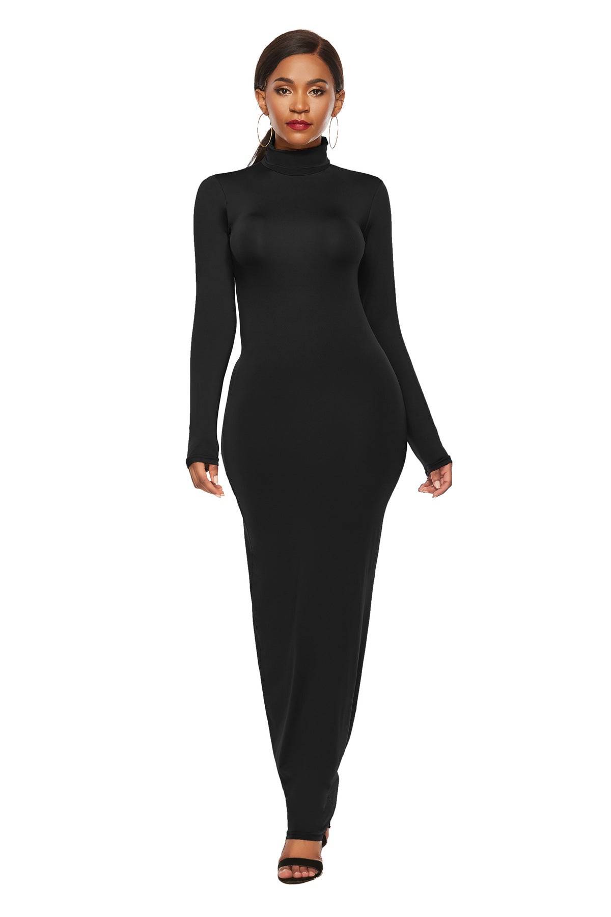 Elegant Elastic Long Sleeves Dresses-Dresses-Black-S-Free Shipping at meselling99