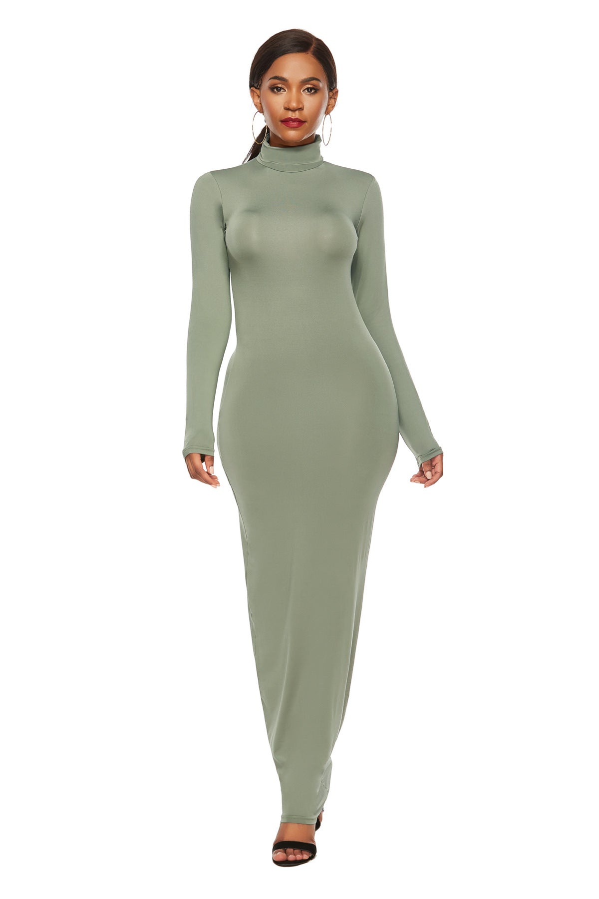 Elegant Elastic Long Sleeves Dresses-Dresses-Green-S-Free Shipping at meselling99