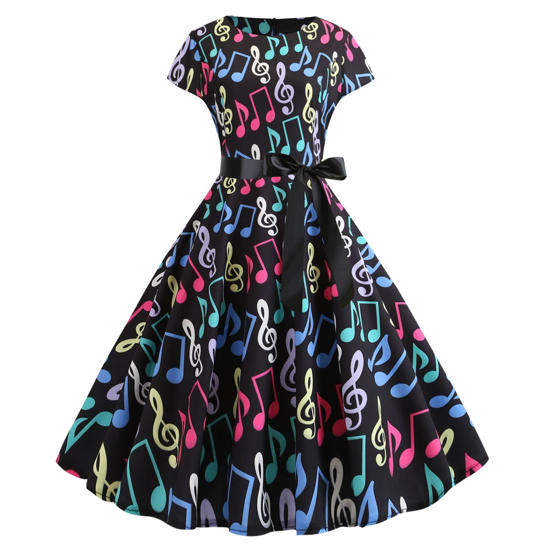 Vintage Music Note Dresses for Women-Dresses-Black-S-Free Shipping at meselling99