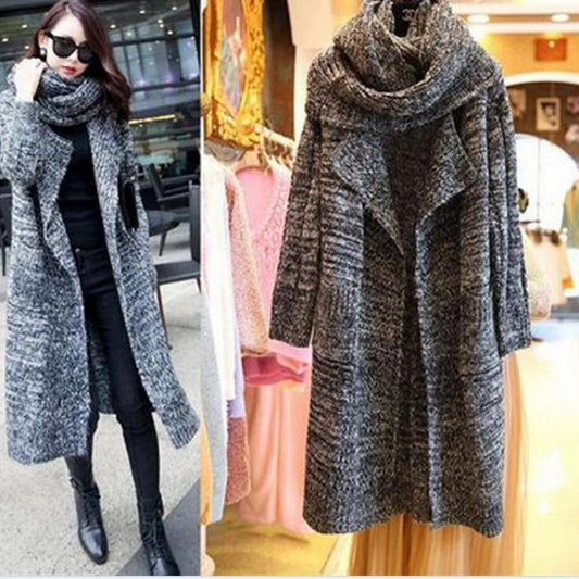 Women Thick Loose Scarf& Long Knitted Cardigans-Sweaters-Free Shipping at meselling99