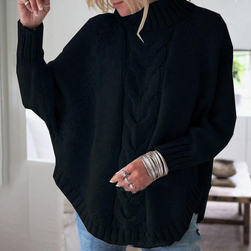Leisure Knitting Bat Sleeves Sweaters-Women Sweaters-Black-S-Free Shipping at meselling99