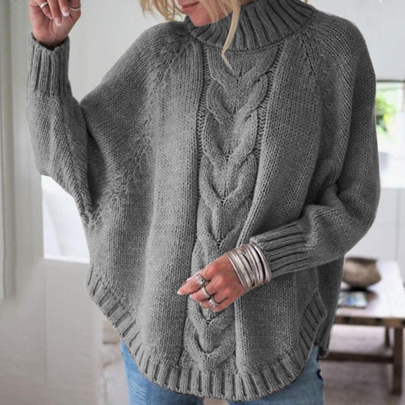 Leisure Knitting Bat Sleeves Sweaters-Women Sweaters-Gray-S-Free Shipping at meselling99