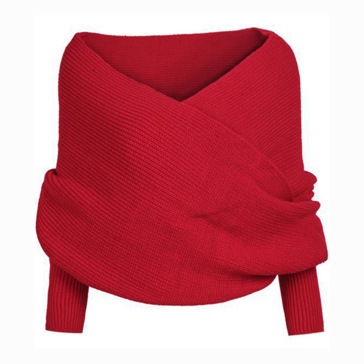 Sexy Off The Shoulder Knitted Sweater Tops-Sweaters-Red-One Size-Free Shipping at meselling99