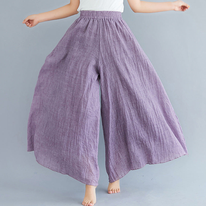 Women Summer Linen Loose Pants-Women Bottoms-Purple-85CM-Free Shipping at meselling99