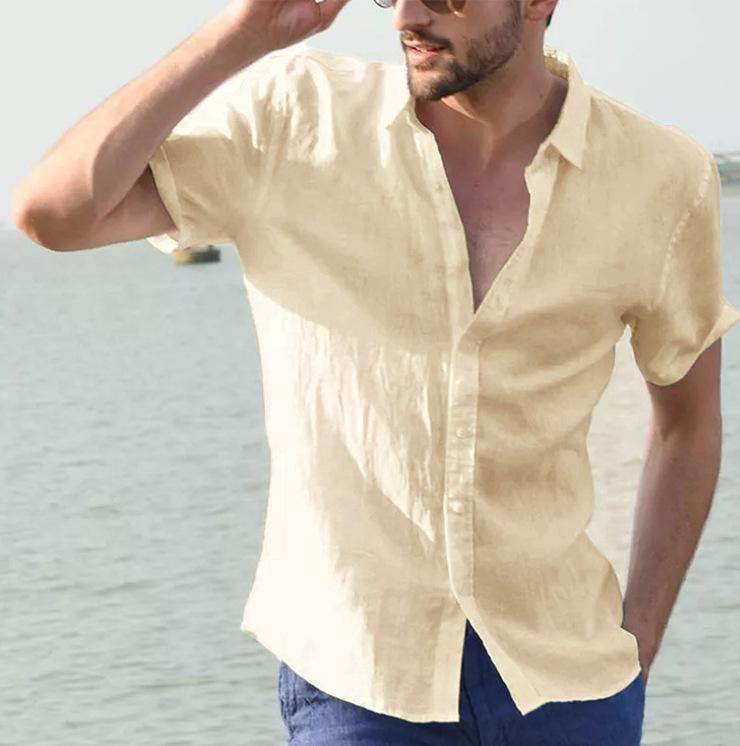 Men Plus Sizes Summer Short Sleeves T-shirts-Men Tops-Khaki-S-Free Shipping at meselling99