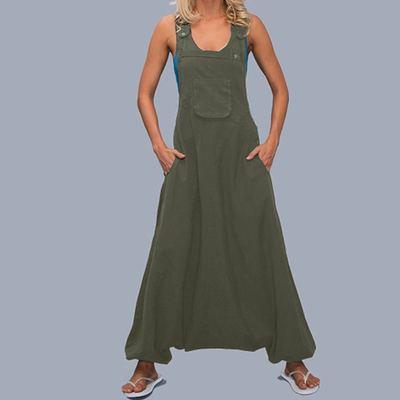 Women Casaul Linen Jumpsuits-Army Green-S-Free Shipping at meselling99
