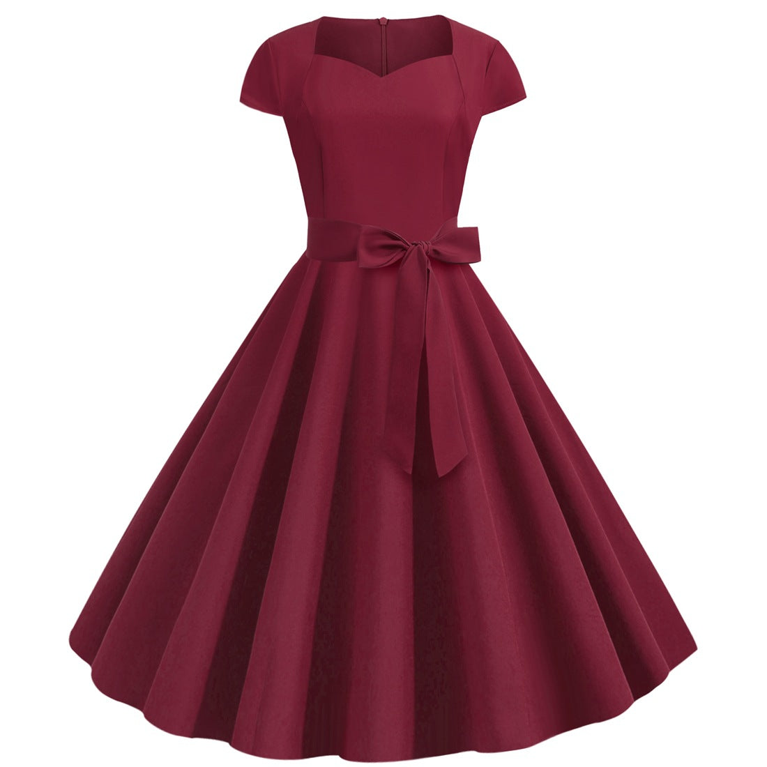 Sexy Sweetheart Vintage Belt Dresses-Wine Red-S-Free Shipping at meselling99