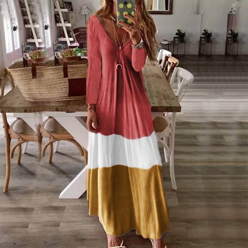 Long Sleeves Plus Sizes Leisure Long Dresses-Maxi Dresses-Red-S-Free Shipping at meselling99