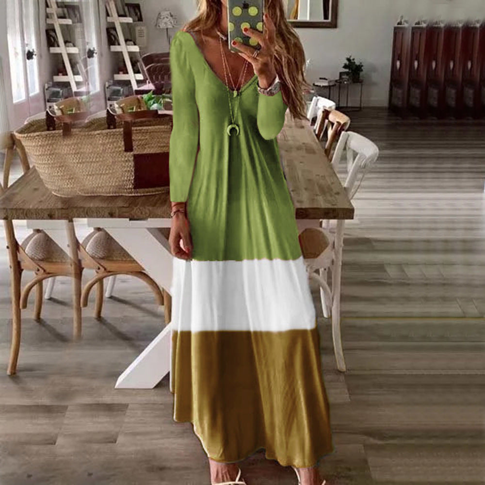 Long Sleeves Plus Sizes Leisure Long Dresses-Maxi Dresses-Green-S-Free Shipping at meselling99