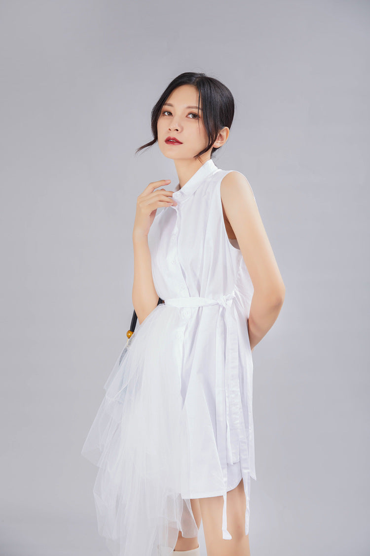 Designed Summer Irregular Tulle Sleeves Shirts Dresses-Dresses-Free Shipping at meselling99