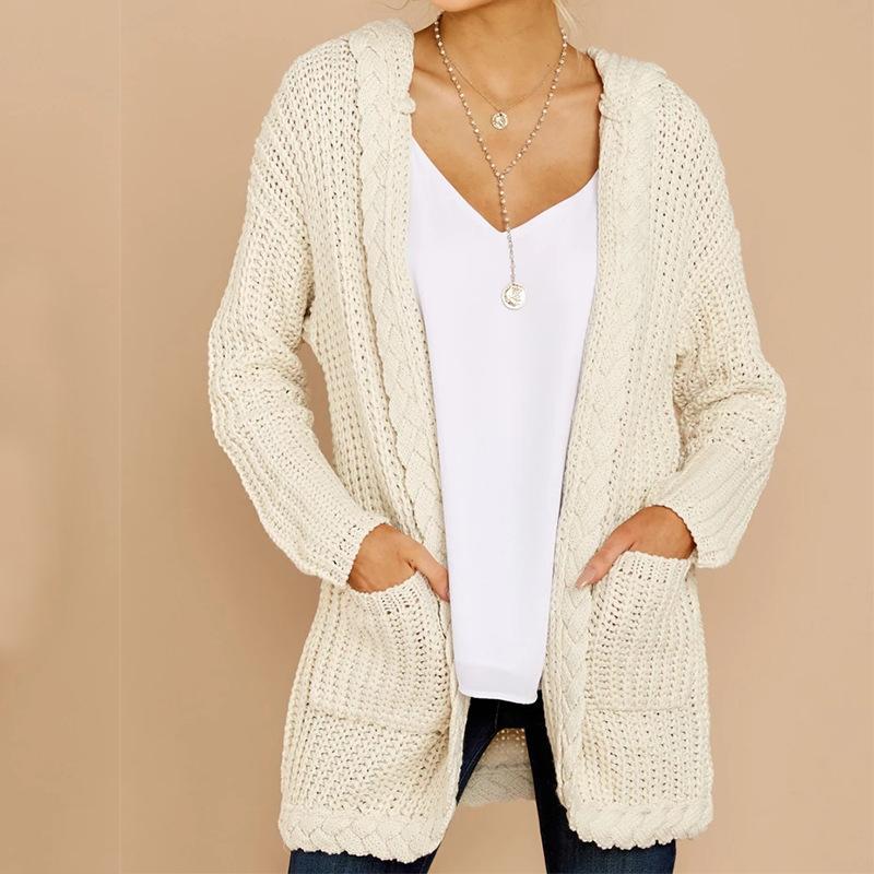 Women Casual Knitting Cardigan Sweaters-Ivory-S-Free Shipping at meselling99