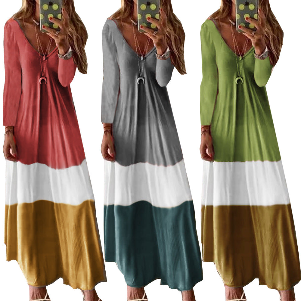 Long Sleeves Plus Sizes Leisure Long Dresses-Maxi Dresses-Free Shipping at meselling99