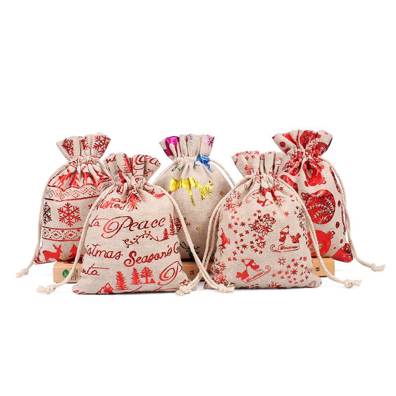 Christmas Linen String Closure Storage Bags 50pcs/Set-Gift Bags-Free Shipping at meselling99