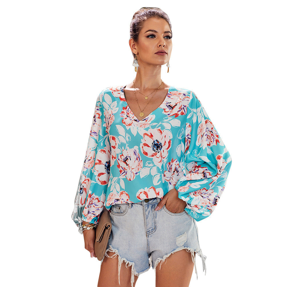 Women Floral Print Top Shirts Blouses--Free Shipping at meselling99