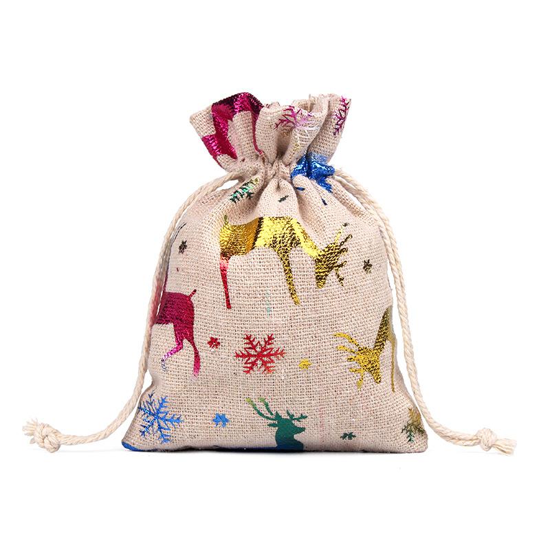 Christmas Linen String Closure Storage Bags 50pcs/Set-Gift Bags-E-13*18cm-Free Shipping at meselling99