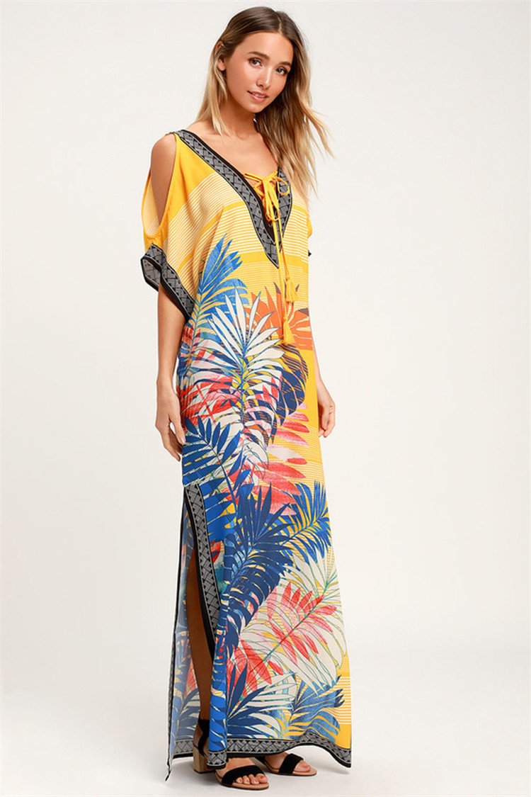 Summer Holiday Long Beach Dresses-Maxi Dresses-Yellow-One Size-Free Shipping at meselling99