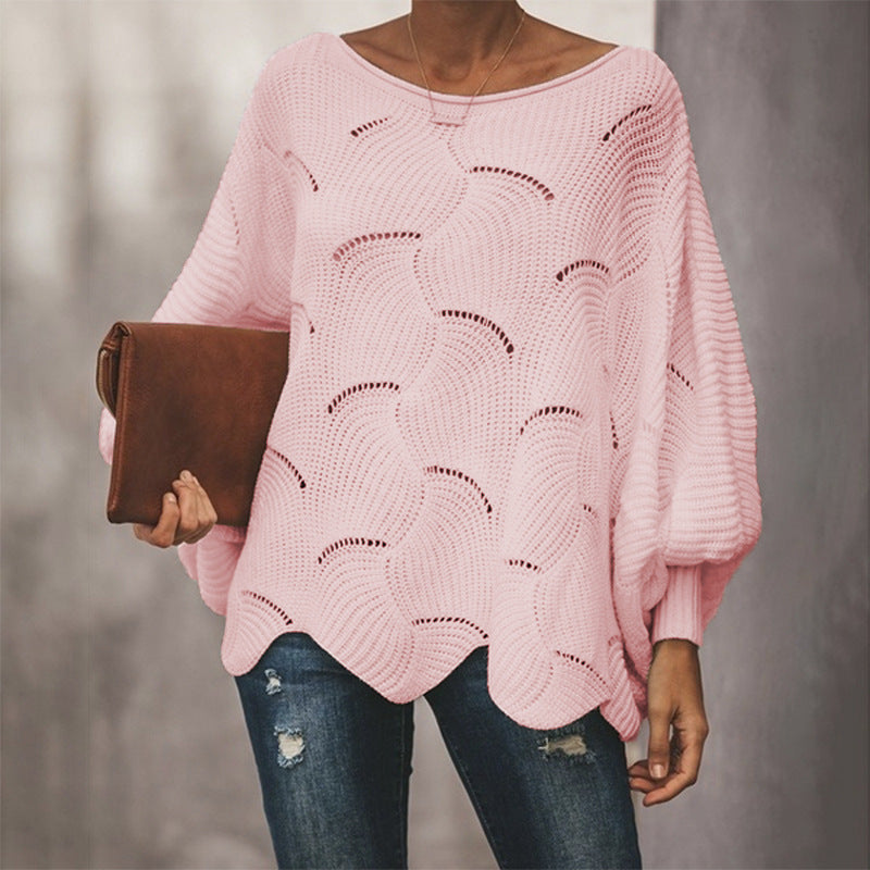Leisure One Shoulder Plus Sizes Women Knitted Sweaters-Shirts & Tops-Pink-S-Free Shipping at meselling99