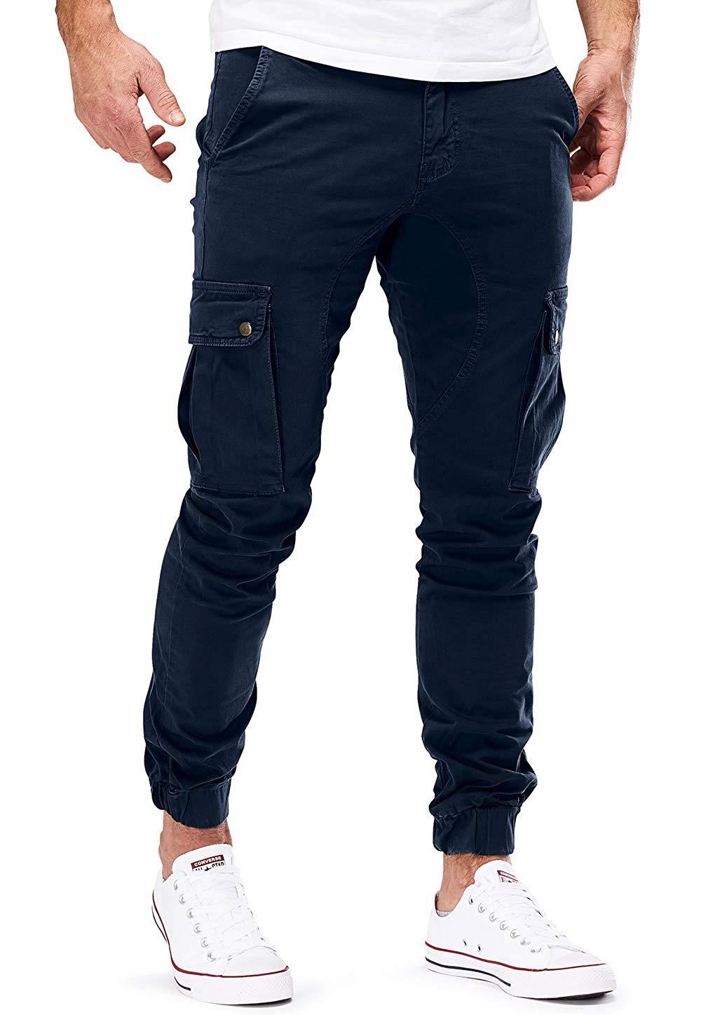 Casual Men Pocket Long Pants-Men Pants-Navy Blue-M-Free Shipping at meselling99