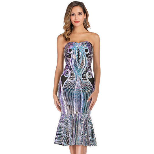 Sexy Strapless Sequin Mermaid Dresses-Dresses-Free Shipping at meselling99