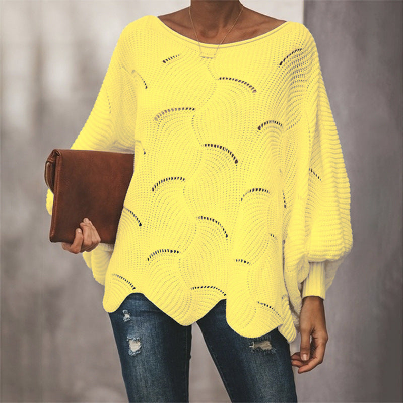 Leisure One Shoulder Plus Sizes Women Knitted Sweaters-Shirts & Tops-Yellow-S-Free Shipping at meselling99