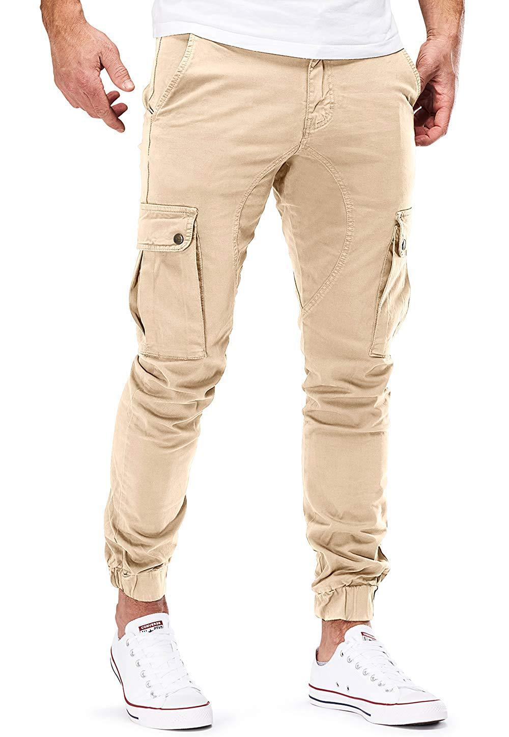 Casual Men Pocket Long Pants-Men Pants-Khaki-M-Free Shipping at meselling99